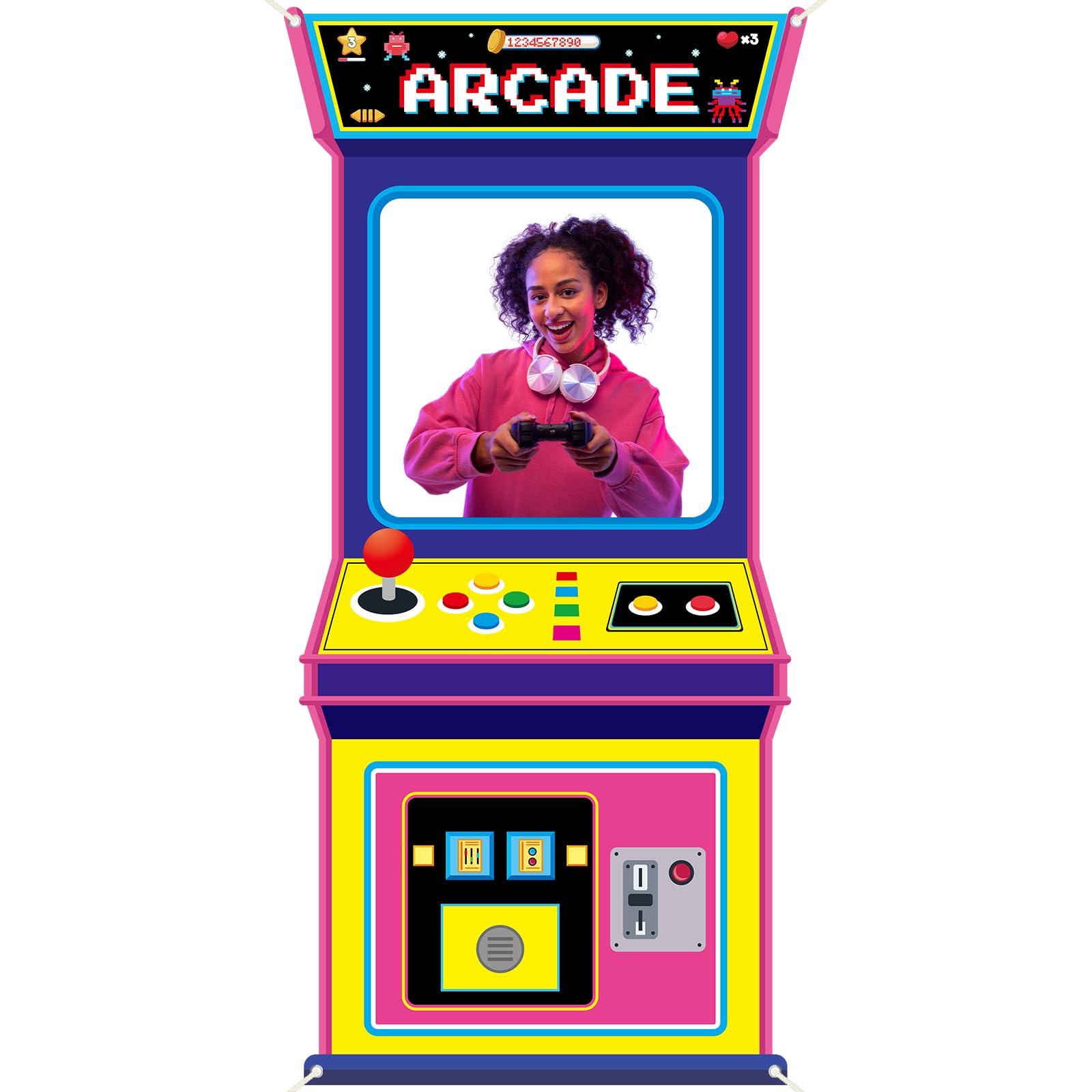 Retro Gaming Event - Fondo Fotográfico de Tela con Diseño